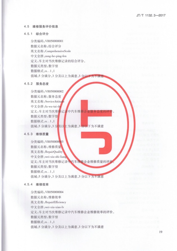 JT-T 1132.3-2017 汽车维修电子健康档案系统 第3部分：数据元(图22)