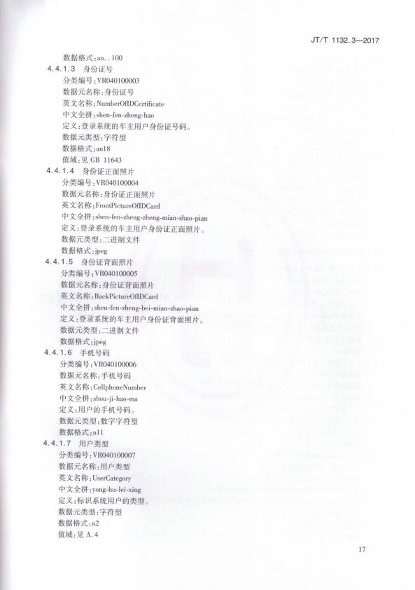 JT-T 1132.3-2017 汽车维修电子健康档案系统 第3部分：数据元(图20)