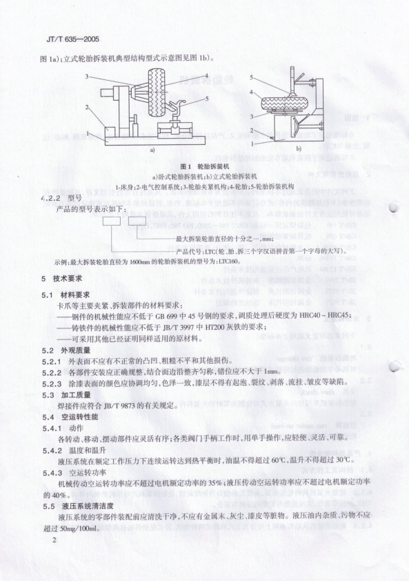 JT-T 635-2005 轮胎拆装机(图4)