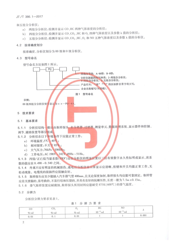 JT-T 386.1-2017 机动车排气分析仪 第1部分：点燃式机动车排气分析仪(图7)