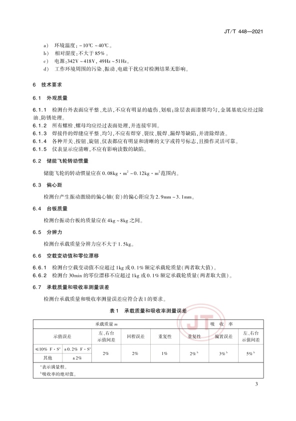 JT-T 448-2021 汽车悬架装置检测台(图6)